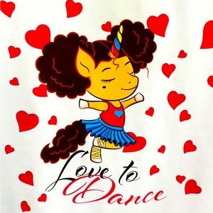 “Love To Dance” Black Unicorn Ballerina T-Shirt